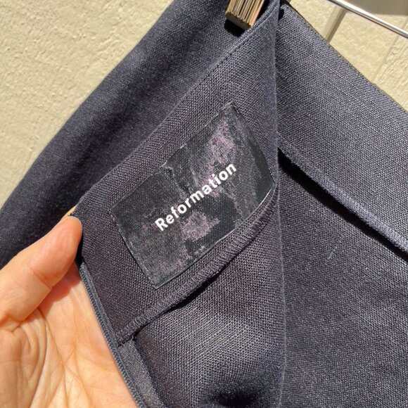 Reformation Black Linen A-Line Skirt - Size 10 - Picture 7 of 9